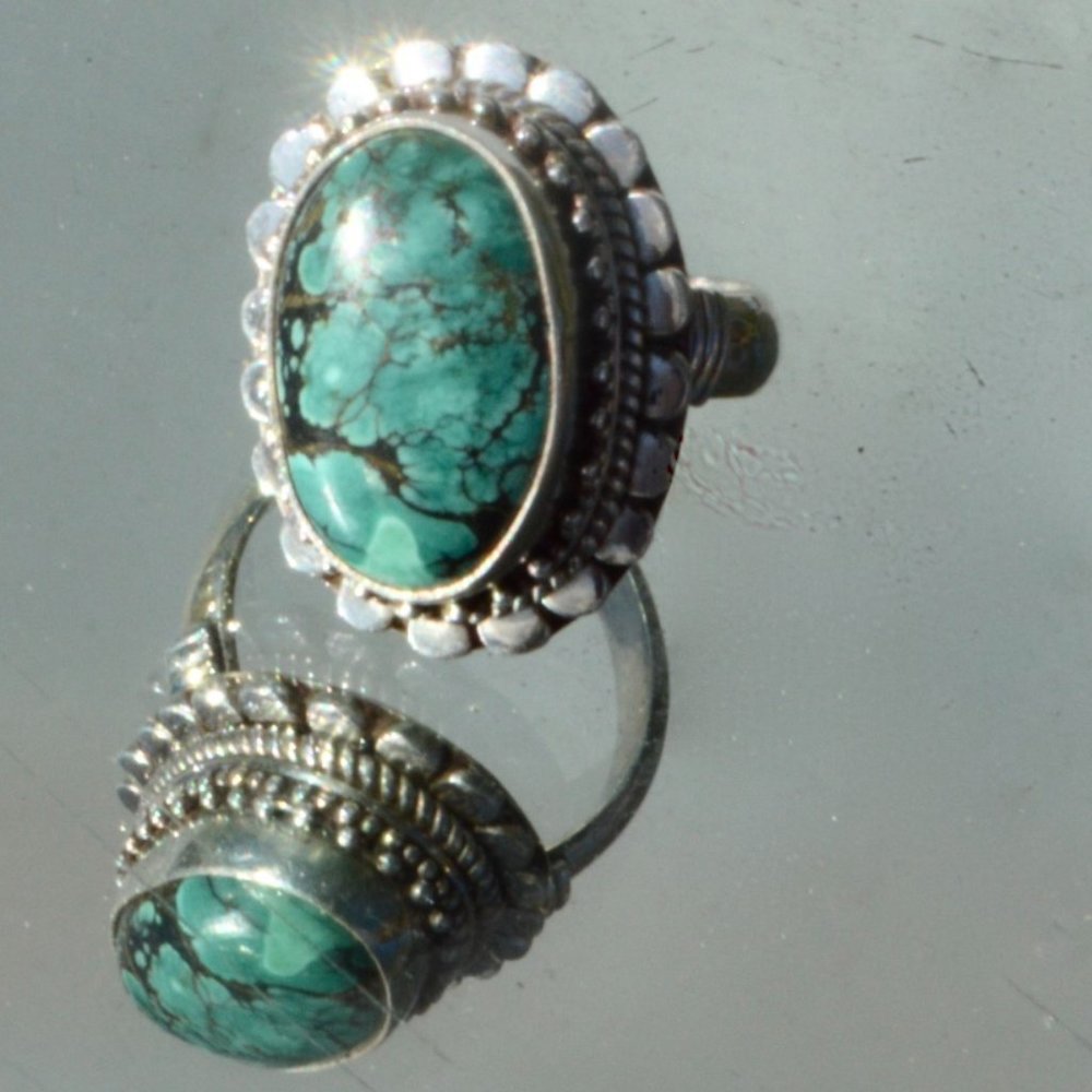 Turquoise Oval Statement Ring in Silver